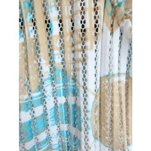 Multiples Women's Jacket Plus 2X Aqua-Tan-Red Multi Color Eyelet‎ Half Slv. NWOT - Picture 4 of 9